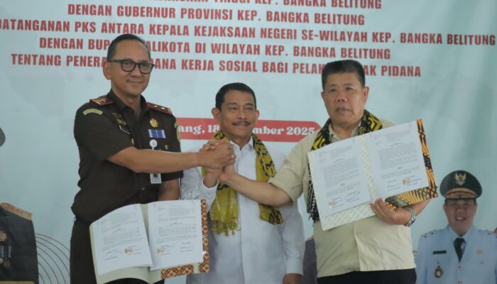 Gubernur – Kejati Tandatangani Kerja Sama Penanganan Terhadap Pelaku Tindak Pidana Sosial di Babel
