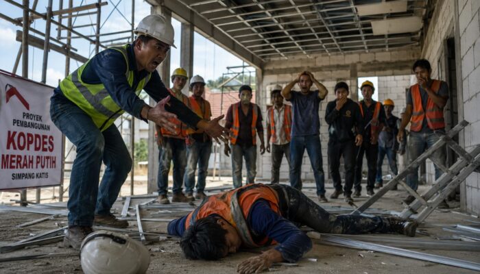 Proyek Kopdes Merah Putih Simpang Katis Memakan Korban Jiwa, Tukang Tewas Saat Pasang Plafon