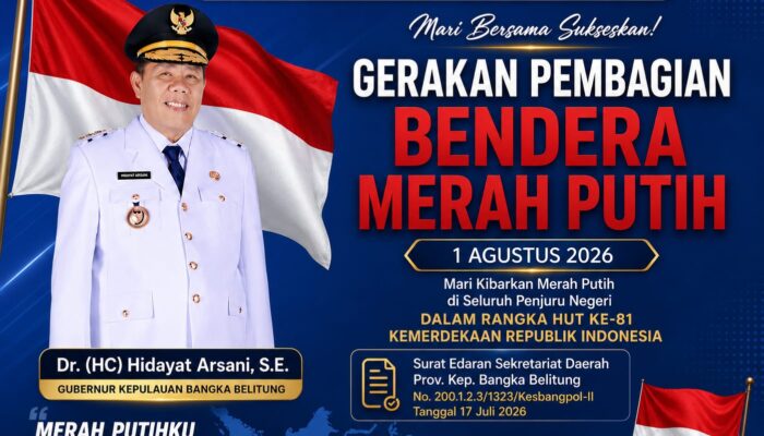 Perkuat Nasionalisme, Pemprov Babel Bagikan Bendera Merah Putih ke Masyarakat Mulai 1 Agustus 2026