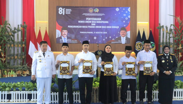 Gubernur Hidayat Arsani Serahkan SK Remisi, 1.806 Warga Binaan Babel Dapat Pengurangan Mada Pidana
