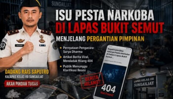 Menjelang Pisah Tugas, Kalapas Bukit Semut Disorot Isi Dugaan Pesta Markoba, Artikel Media Jadi 404