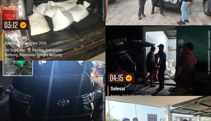 Belum Sempat Dikirim Keluar Belitung, Puluhan Karung Pasir Timah Disergap Satlap Tri Cakti