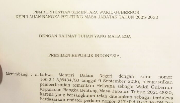 Baru Bebas, Kini Diberhentikan Lagi: Presiden Prabowo Nonaktifkan Wagub Hellyana